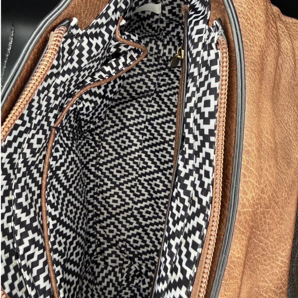 Ampere Creations Vegan Leather Crossbody Bag Brown Braided Flap Adjustable Strap - Picture 7 of 10